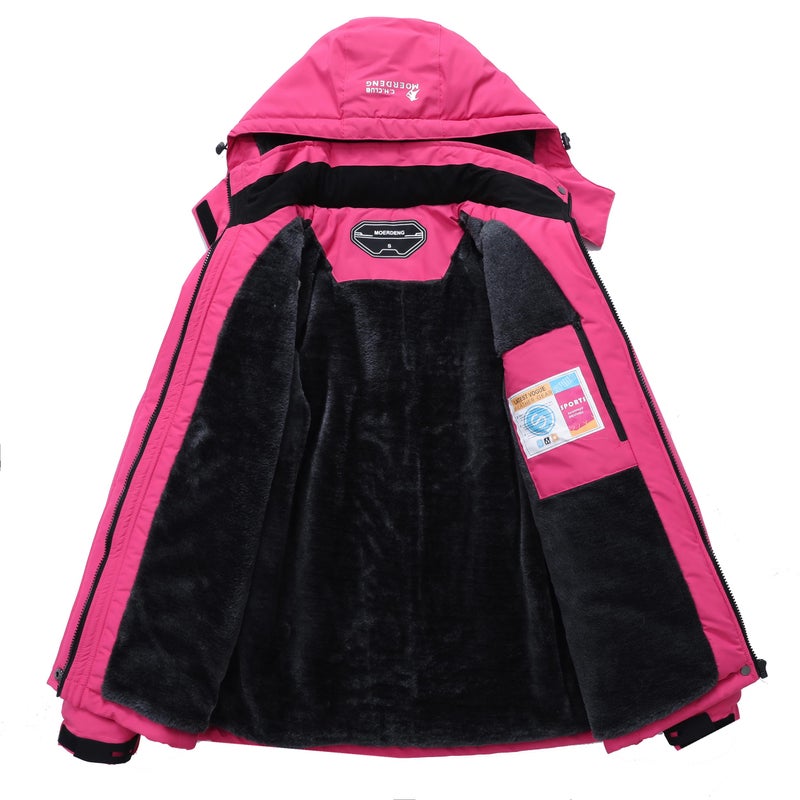 MOERDENG Women's Waterproof Ski Jacket Warm Winter Snow Coat Mountain Windbreaker Hooded Raincoat Jacket - Image 3